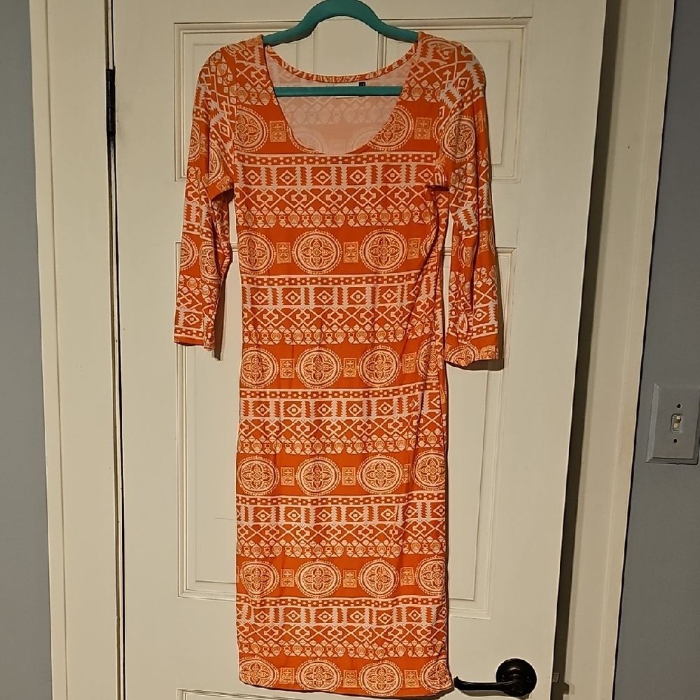 Jon & Anna Orange Geometric  Dress